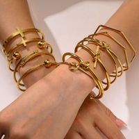 Casual Streetwear Geometric 304 Stainless Steel 18K Gold Plated Bangle In Bulk main image 9