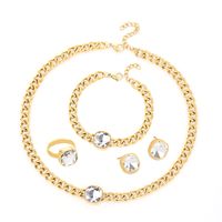 Glam Luxurious Lady Geometric Titanium Steel Inlay Zircon Rings Earrings Necklace main image 4