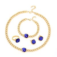 Glam Luxurious Lady Geometric Titanium Steel Inlay Zircon Rings Earrings Necklace main image 1
