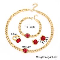 Glam Luxurious Lady Geometric Titanium Steel Inlay Zircon Rings Earrings Necklace main image 3