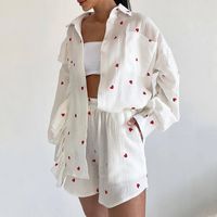 Femmes Décontractée Forme De Cœur Coton Polyester Impression Poche Froufrous Ensembles De Shorts sku image 11