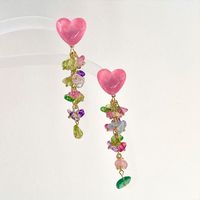 1 Pair Simple Style Heart Shape Patchwork Alloy Drop Earrings sku image 1