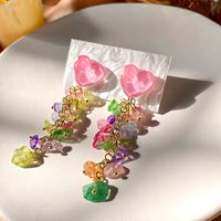 1 Pair Simple Style Heart Shape Patchwork Alloy Drop Earrings main image 2