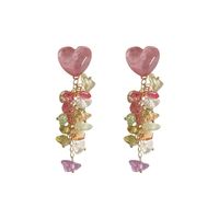 1 Pair Simple Style Heart Shape Patchwork Alloy Drop Earrings main image 3