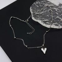 Titan Stahl Einfacher Stil Polieren Herzform Halskette Mit Anhänger main image 2
