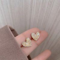 1 Pair Elegant Lady Sweet Geometric Heart Shape Flower Inlay Alloy Artificial Crystal Ear Studs sku image 4