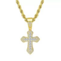 Hip-hop Cross Copper Gold Plated Pendant Necklace In Bulk main image 2