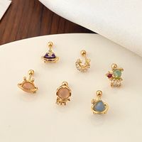 1 Piece Simple Style Round Flower Inlay Copper Zircon Ear Studs main image 4