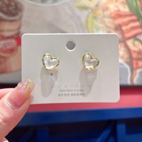 1 Pair Fairy Style Heart Shape Flower Bow Knot Inlay Opal Opal Ear Studs sku image 11