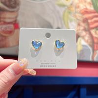 1 Pair Fairy Style Heart Shape Flower Bow Knot Inlay Opal Opal Ear Studs sku image 12