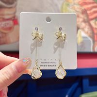1 Pair Fairy Style Heart Shape Flower Bow Knot Inlay Opal Opal Ear Studs sku image 34