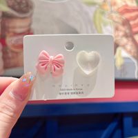 1 Pair Fairy Style Heart Shape Flower Bow Knot Inlay Opal Opal Ear Studs sku image 6