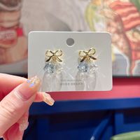 1 Pair Fairy Style Heart Shape Flower Bow Knot Inlay Opal Opal Ear Studs sku image 57