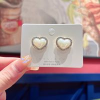1 Pair Fairy Style Heart Shape Flower Bow Knot Inlay Opal Opal Ear Studs sku image 17