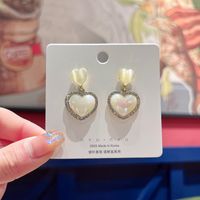 1 Pair Fairy Style Heart Shape Flower Bow Knot Inlay Opal Opal Ear Studs sku image 50