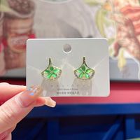 1 Pair Fairy Style Heart Shape Flower Bow Knot Inlay Opal Opal Ear Studs sku image 18