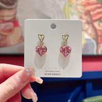 1 Pair Fairy Style Heart Shape Flower Bow Knot Inlay Opal Opal Ear Studs sku image 44