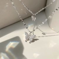 Style Simple Papillon Alliage Incruster Strass Femmes Collier En Couches main image 1