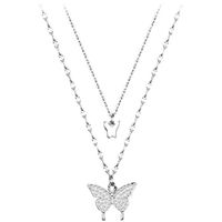 Style Simple Papillon Alliage Incruster Strass Femmes Collier En Couches main image 4