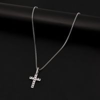 Commute Cross Titanium Steel Inlay Zircon Men's Pendant Necklace main image 4