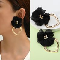 1 Par Retro Flor Metal Enchapado Mujeres Pendientes De Gota main image 10