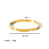 Simple Style Rectangle 304 Stainless Steel 18K Gold Plated Zircon Bangle In Bulk sku image 6