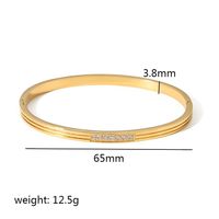 Simple Style Rectangle 304 Stainless Steel 18K Gold Plated Zircon Bangle In Bulk sku image 11