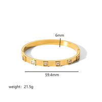 Simple Style Rectangle 304 Stainless Steel 18K Gold Plated Zircon Bangle In Bulk sku image 10