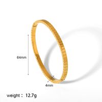 Simple Style Rectangle 304 Stainless Steel 18K Gold Plated Zircon Bangle In Bulk sku image 4