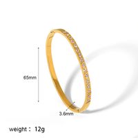 Simple Style Rectangle 304 Stainless Steel 18K Gold Plated Zircon Bangle In Bulk sku image 13