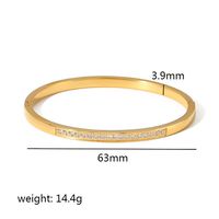 Simple Style Rectangle 304 Stainless Steel 18K Gold Plated Zircon Bangle In Bulk sku image 14
