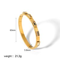 Simple Style Rectangle 304 Stainless Steel 18K Gold Plated Zircon Bangle In Bulk sku image 16