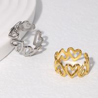 Vintage Style Heart Shape Stainless Steel Asymmetrical Open Rings main image 5