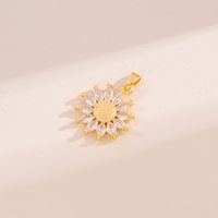 1 Piece Brass Zircon 18K Gold Plated Sunflower main image 5