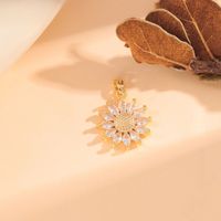 1 Piece Brass Zircon 18K Gold Plated Sunflower main image 3