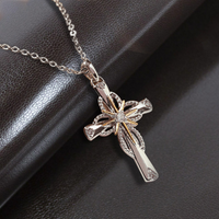 Vintage Style Cross Alloy Plating Silver Plated Women's Pendant Necklace main image 1