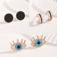 1 Pair Commute Circle Eye Plating Stainless Steel Resin Rose Gold Plated Ear Studs main image 1