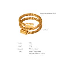 Wholesale Simple Style Solid Color Titanium Steel Plating Inlay Gold Plated Rhinestones Rings Bracelets sku image 1