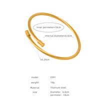 Wholesale Simple Style Solid Color Titanium Steel Plating Inlay Gold Plated Rhinestones Rings Bracelets sku image 2