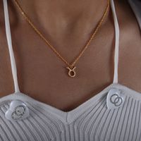 Simple Style Constellation Titanium Steel Plating Inlay Zircon Gold Plated Pendant Necklace sku image 3