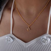 Simple Style Constellation Titanium Steel Plating Inlay Zircon Gold Plated Pendant Necklace sku image 8