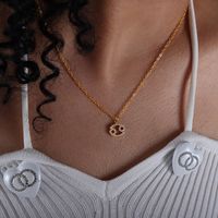 Simple Style Constellation Titanium Steel Plating Inlay Zircon Gold Plated Pendant Necklace sku image 4