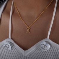 Simple Style Constellation Titanium Steel Plating Inlay Zircon Gold Plated Pendant Necklace sku image 9