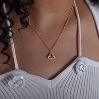 Simple Style Constellation Titanium Steel Plating Inlay Zircon Gold Plated Pendant Necklace sku image 11