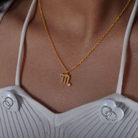 Simple Style Constellation Titanium Steel Plating Inlay Zircon Gold Plated Pendant Necklace sku image 12