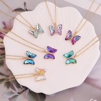 Simple Style Butterfly Alloy Inlay Zircon Women's Pendant Necklace main image 2