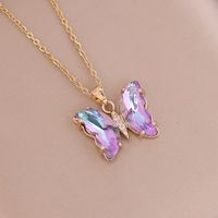 Simple Style Butterfly Alloy Inlay Zircon Women's Pendant Necklace sku image 2