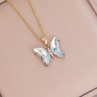 Simple Style Butterfly Alloy Inlay Zircon Women's Pendant Necklace sku image 7