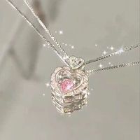 Sweet Heart Shape Copper Zircon Pendant Necklace In Bulk main image 4