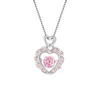 Sweet Heart Shape Copper Zircon Pendant Necklace In Bulk main image 3